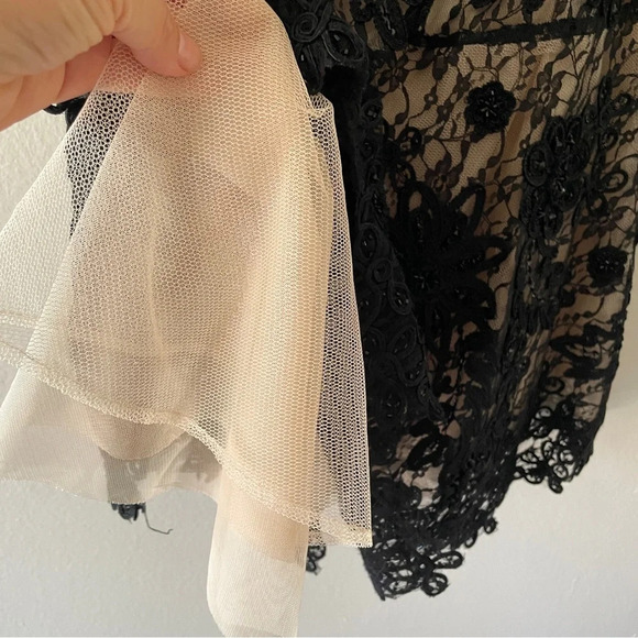 VTG Sue Wong lace drop waist dress black Sz 6 fairy goth great gatspy - Picture 4 of 10